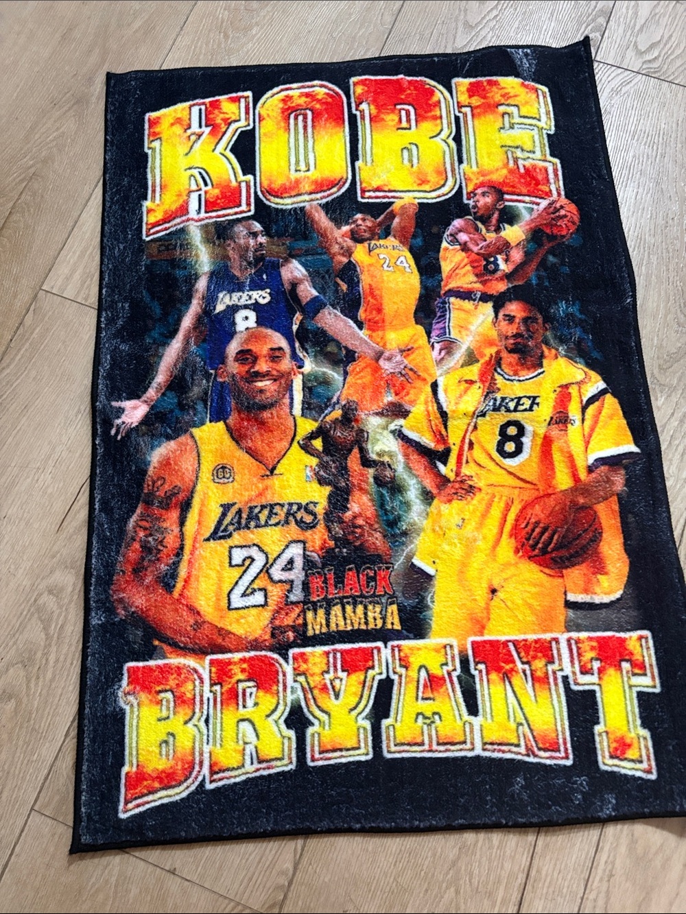Los Angeles Lakers  KoBe Bryant Black & Yellow Basketball Fan Rug